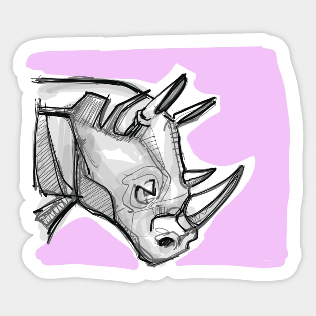 Rhino digital hand drawn illustration Sticker by bernardojbp